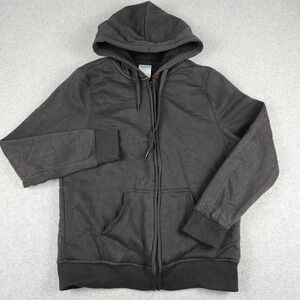 Highland Originals Hoodie Mens Large Black Sherpa Lined Soft Cozy Warm Full Zip